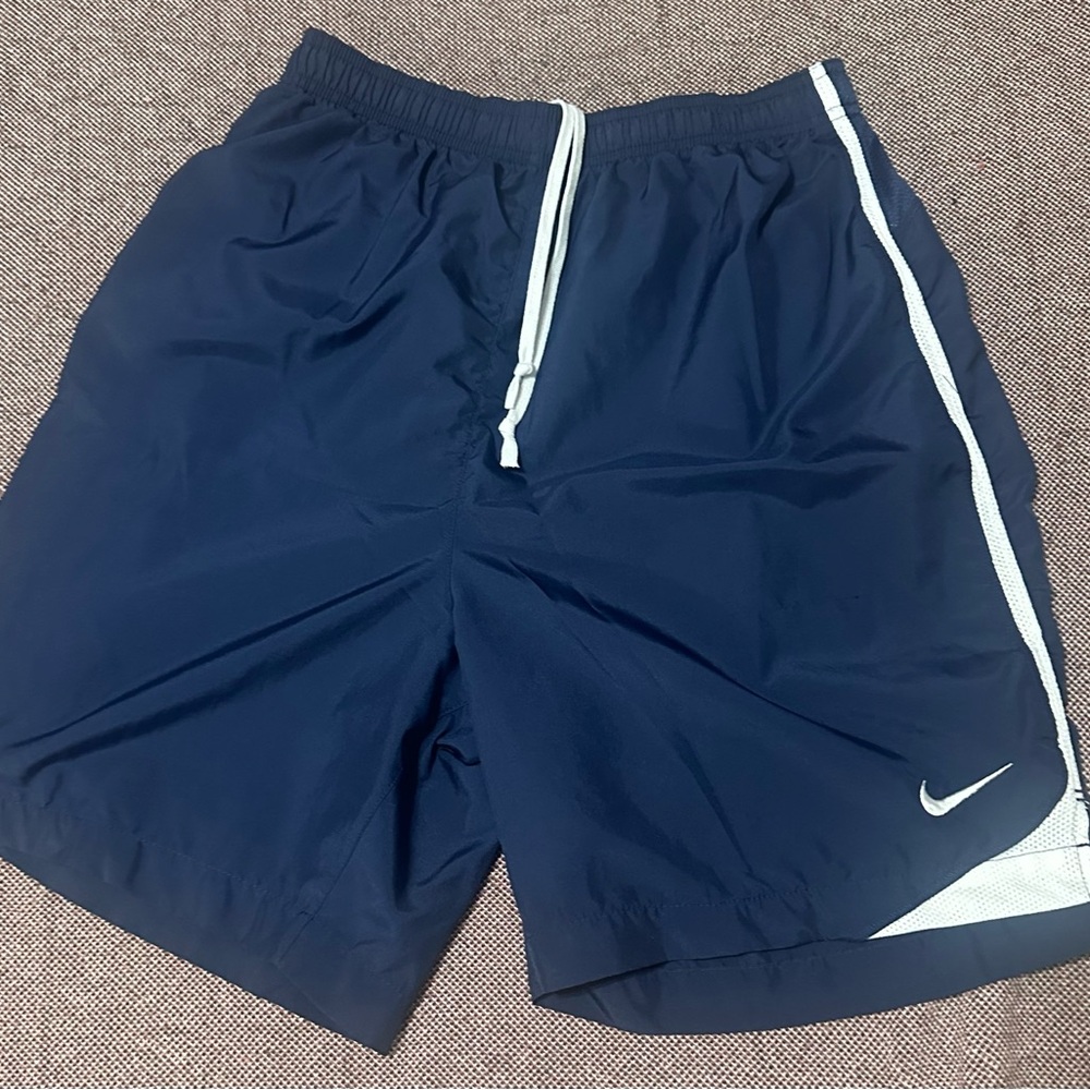 Nike Dark Blue Sports Shorts with White Trim